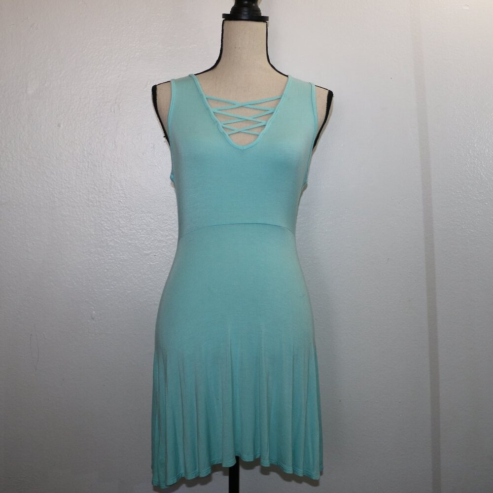 Joe Boxer Aqua Lace-Up Tank Dress | Size Small | Fit & Flare Mini 🌊💙